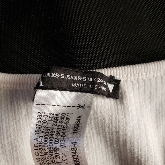 Zara Strappy White‎ Ribbed Cropped Tank Top XS-S - Picture 5 of 5